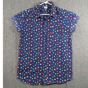 M&M's Candy‎ Men's Button Down Blue Polka Dot 100% Cotton All Over Print Size L